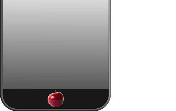 Telefoon met de knoop van de vruchten van de home apple — Stockfoto