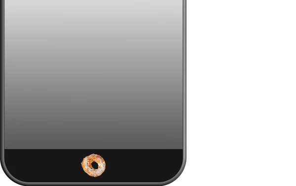 Phone with sweet home donut button — Stock Photo, Image