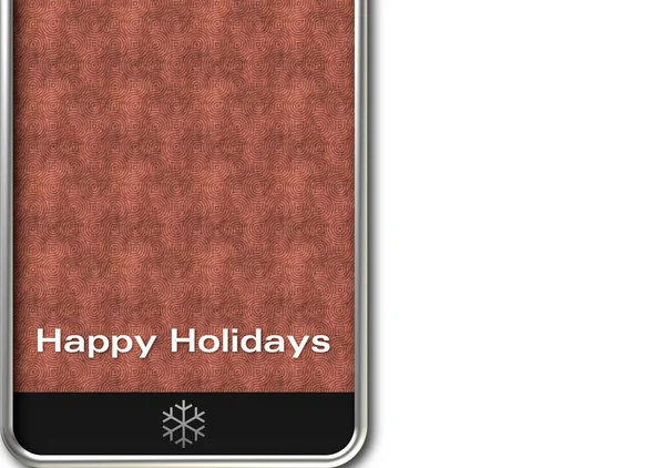 Телефон з домашньою сніжною кнопкою і щасливими святами — стокове фото