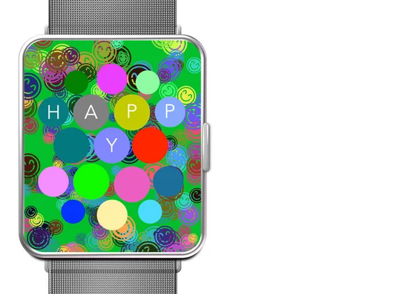 Uhr mit Bildschirmen glückliche Anwendungen — Stockfoto