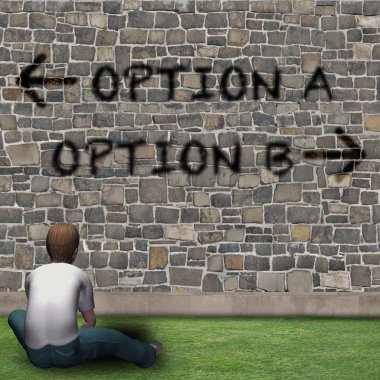 Çocuğun önünde hayat, seçenek A, seçenek B Seçenekleri