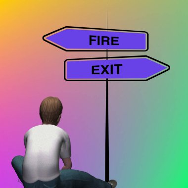 Yaşam seçenekleri önünde oturan çocuk