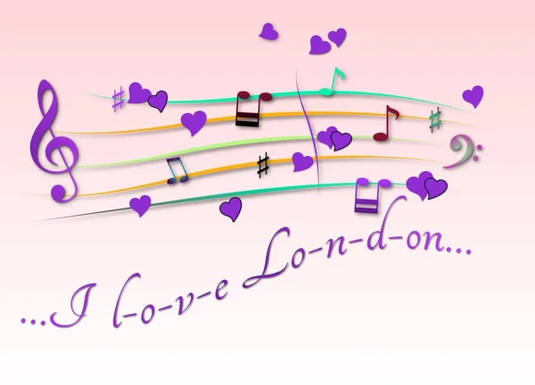 Musical score colored I love London