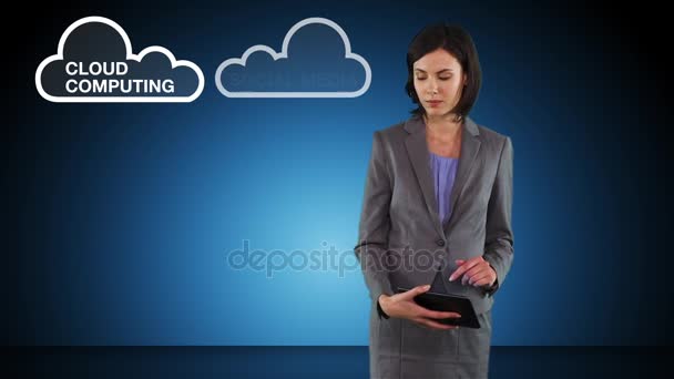 Businesswoman with digital tablet — Stock Video