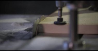 Elektrikli testere kullanan marangoz.