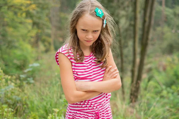 Girl Gets Angry While Hiking Nature — kuvapankkivalokuva