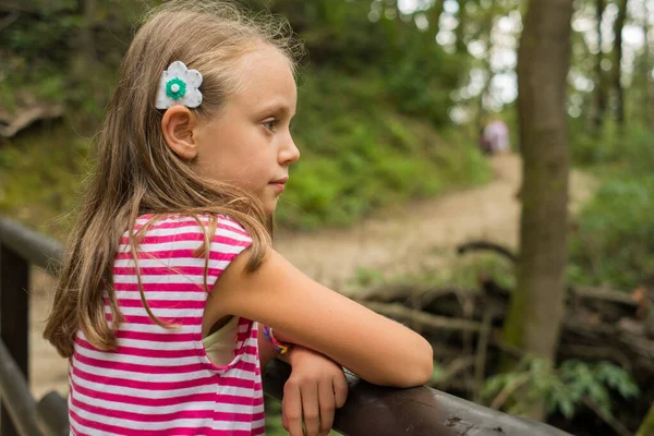 Little Girl Enjoying Beautiful Nature View – stockfoto