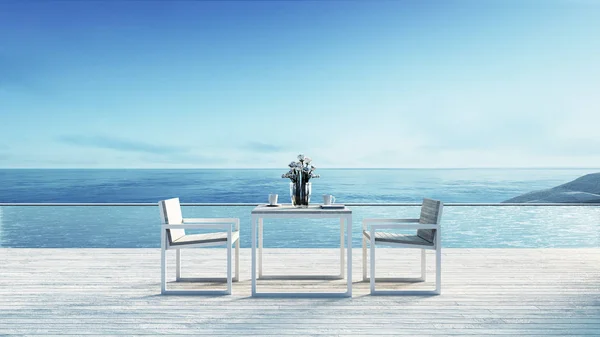 Yemek plaj ve Deniz Manzaralı / 3d render