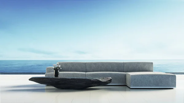 Beach oturma odası - Beach lounge / 3d iç render