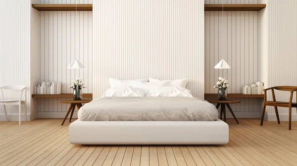 ロフトと白のモダンなベッドルーム イメージをレンダリング — ストック写真