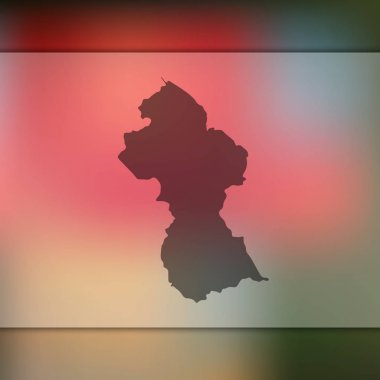 Guyana haritası. Guyana vektör silueti. Bulanık arka plan