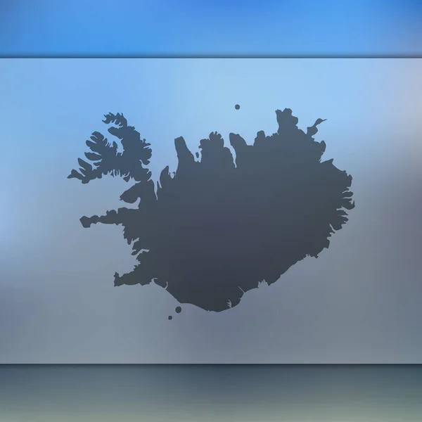 Carte Islande. Silhouette vectorielle de l'Islande. Fond flou — Image vectorielle