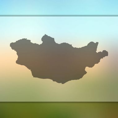 Moğolistan Haritası. Moğolistan siluet vektör. Arka plan bulanık
