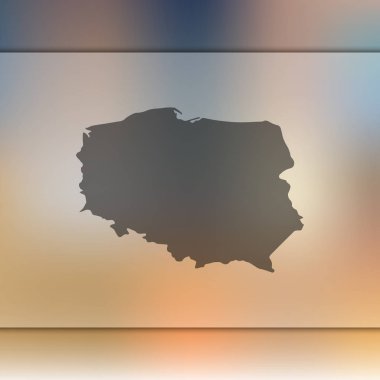Polonya harita. Polonya siluet vektör. Arka plan bulanık