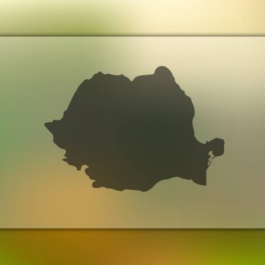 Romanya harita. Romanya siluet vektör. Arka plan bulanık