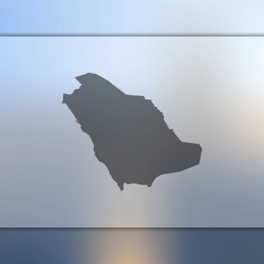 Suudi Arabistan harita. Vektör siluet, Suudi Arabistan. Arka plan bulanık