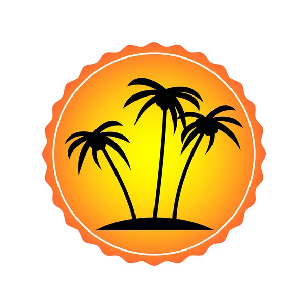 Traveling Vector Sticker Palm Tree Suitcase Travel Vector Icon — Stock Vector