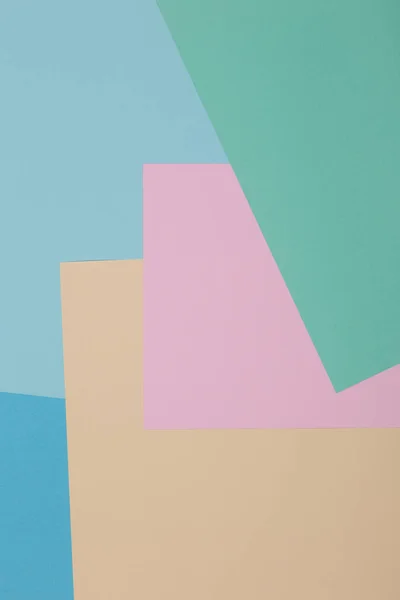 Blått Grönt Gult Och Rosa Bakgrund Färgat Papper Geometriskt Delas — Stockfoto