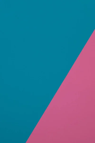 蓝色和粉色背景 彩色纸几何划分为区域 复制空间 — 图库照片