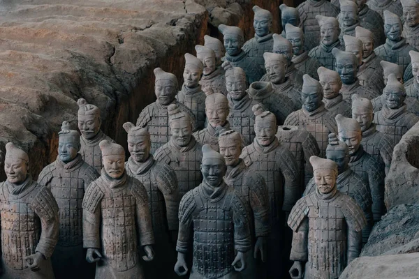 Close-up of Terracotta Army of Warriors yang terkenal di Xian, China — Stok Foto