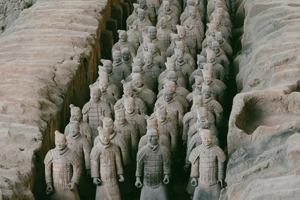 Close-up of Terracotta Army of Warriors yang terkenal di Xian, China — Stok Foto