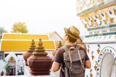 Küçük backpacker Wat Pho Hindistan ilham ile seyahat Asya 