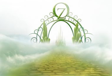 gate to emerald city with yellow brick road clipart