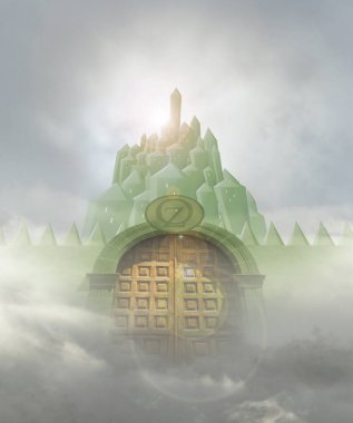 emerald city door with wizards tower in background clipart
