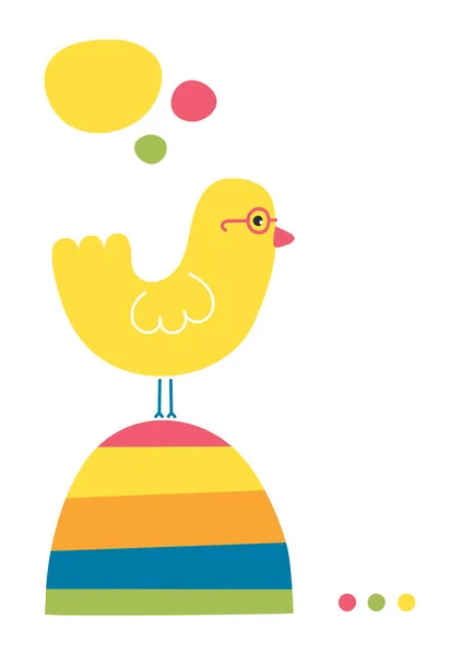 Жовтий Птах Окулярами Барвистому Пагорбі Під Сонцем Вітальна Листівка Ілюстрація — стоковий вектор