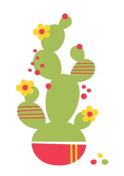 Illustration Carte Voeux Cactus Vert Isolé Sur Fond Blanc — Image vectorielle
