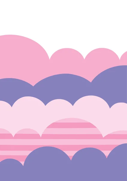 Simple Abstract Stripy Clouds Greeting Card Illustration Isolated White Background — 图库矢量图片