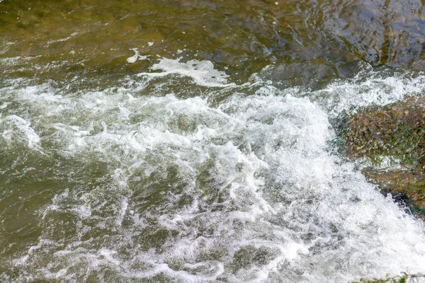 Closeup Fast Foamy Brown River Stream — Stock Photo, Image