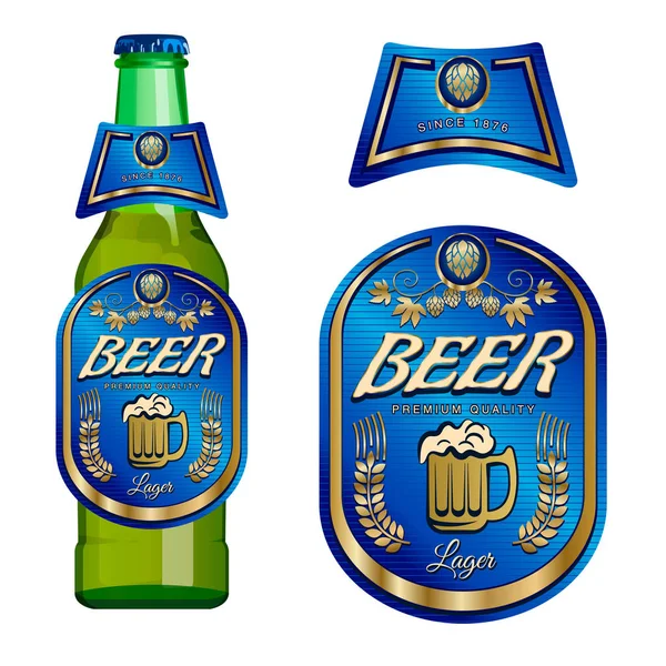 Boyun etiketli bira etiketi şablonu. Vektör İllüstrasyonu.