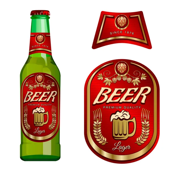 Boyun etiketli bira etiketi şablonu. Vektör İllüstrasyonu.