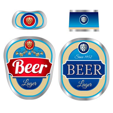 Boyun etiketli bira etiketi şablonu. Vektör İllüstrasyonu.