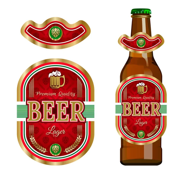 Beer Label Template Neck Label Vector Illustration — Stock Vector