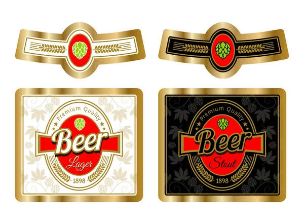 Modello Etichetta Della Birra Con Etichetta Del Collo Illustrazione Vettoriale — Vettoriale Stock