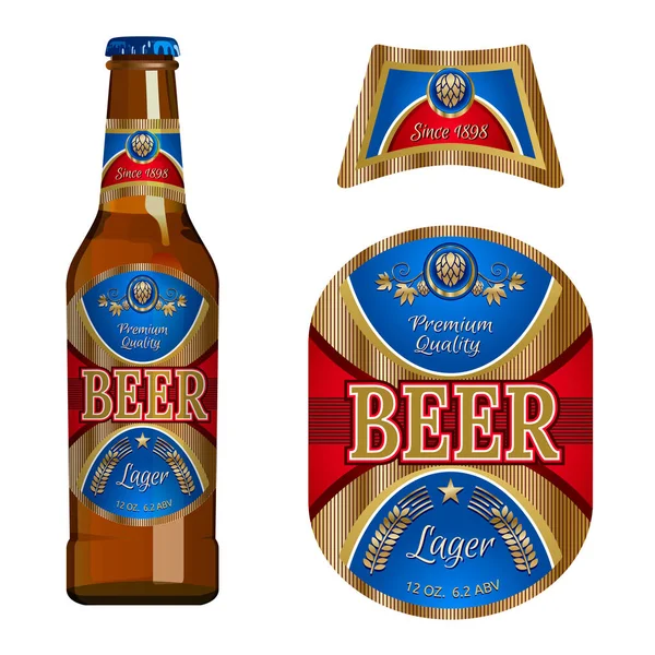 Boyun etiketli bira etiketi şablonu. Vektör İllüstrasyonu.
