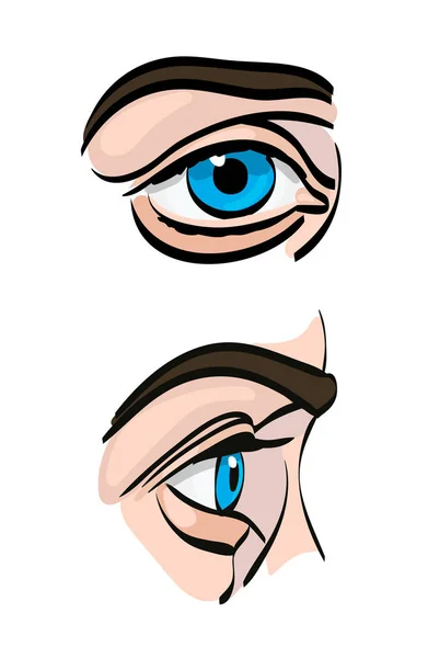 Ojo Humano Ilustración Vectorial Frente Lado Aislado Sobre Blanco Ojo — Archivo Imágenes Vectoriales