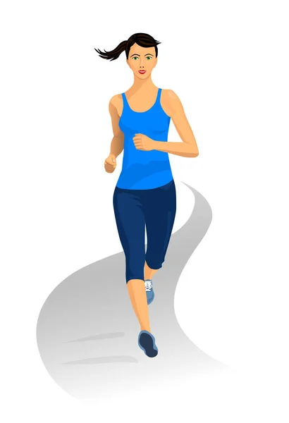Jogging Fille Isolé Illustration Vectorielle — Image vectorielle