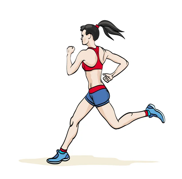 Jogging Fille Isolé Sur Blanc Illustration Vectorielle — Image vectorielle