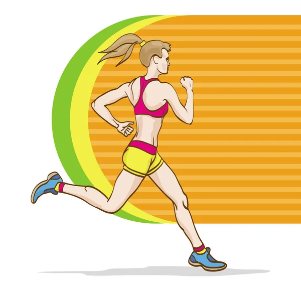 Jogging Fille Fond Lumineux Illustration Vectorielle — Image vectorielle
