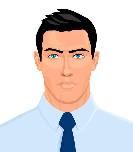 Beyaz gömlekli ve kravatlı güçlü bir adamın portresi. Vektör illüstrasyonu.