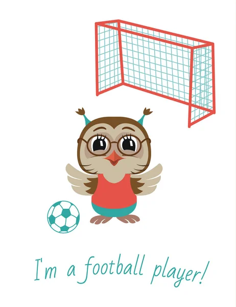 Baykuş Futbolcu. Vektör İllüstrasyonu. Beyazda izole edilmiş.