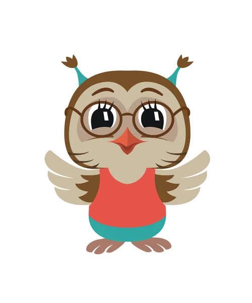 Küçük sevimli baykuş bebek. Vektör İllüstrasyonu. Beyazda izole edilmiş.