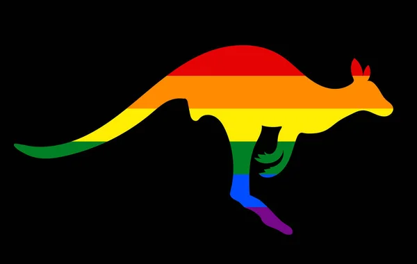 Bandera Lgbt Contorno Canguro Bandera Arco Iris Contorno Canguro Ilustración — Archivo Imágenes Vectoriales