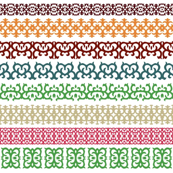 Kafkas Motifleriyle Kusursuz Yatay Vektör Kenarlıkları