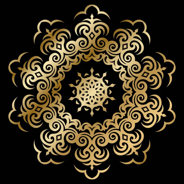 Siyah Arkaplanda Kafkas Motifleriyle Altın Vektör Süslemesi