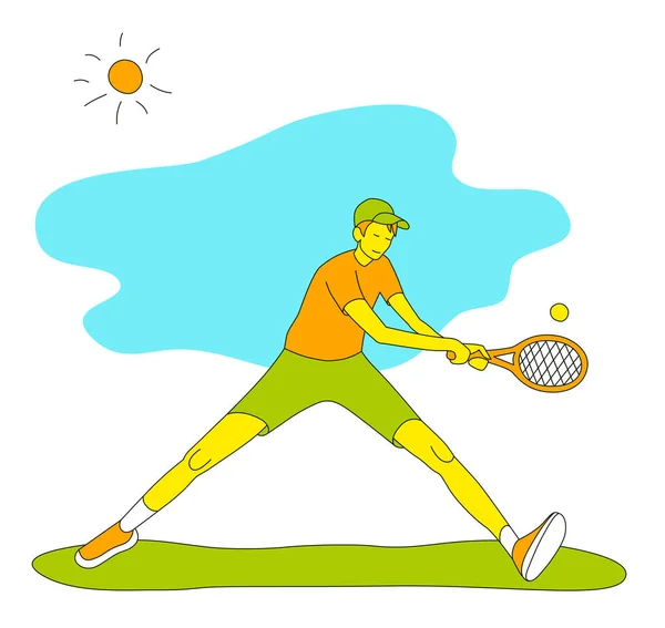 Niño Jugando Tenis Vector Ilustración Estilo Plano Aislado Sobre Fondo — Archivo Imágenes Vectoriales