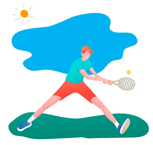Ragazzo Che Gioca Tennis Illustrazione Vettoriale Stile Piatto Isolato Uno — Vettoriale Stock